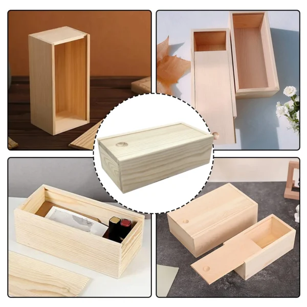 Pine Pull-out Box Sliding Cover Wooden Box Wooden Storage Box Log Drawer Wood Jewelry Organizer Case DIY Case - Image 6