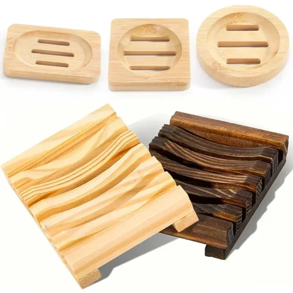 2025  Natural Bamboo Soap Box Dishes Bath Soap Holder Bamboo Case Tray Wooden Prevent Mildew Drain Box Bathroom Washroom Tools - Image 2
