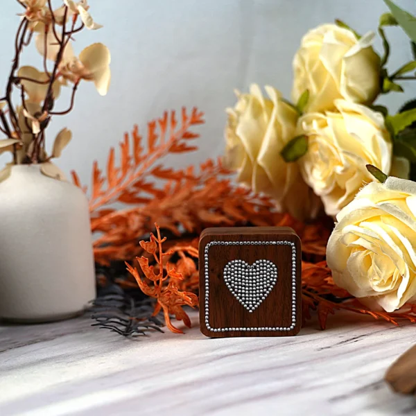 Diamond inlaid jewelry box, walnut solid wood wedding ring box, seeking marriage, diamond ring, Valentine's Day gift,  jewelry - Image 4