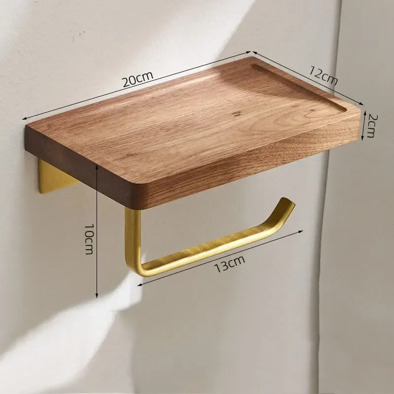 Self Adhesive Toilet Paper Holder Wooden Wall Mount Tissue Towel Roll Dispenser Luxury Paper Storage Holder Bathroom Wall Tray - Image 13