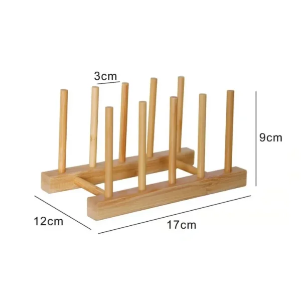 Kitchen Dish Drain Rack Wooden Display Stand Drainer Holder Drying Bowl Holder Simple Pot Lid Shelf Dinnerware Storage Organizer - Image 12