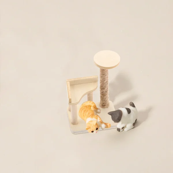 Dollhouse Cat Climbing Frame Mini Wooden Furniture Adorn Toy Desktop Tree Miniature Model Child - Image 5