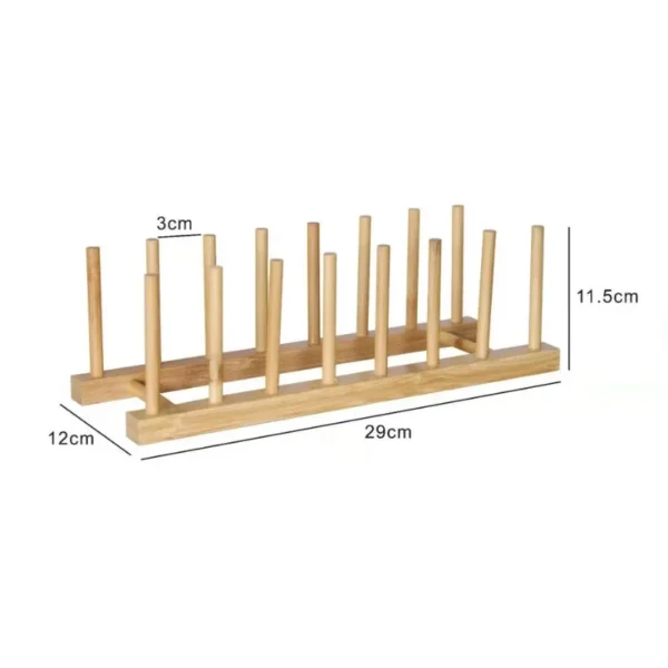 Kitchen Dish Drain Rack Wooden Display Stand Drainer Holder Drying Bowl Holder Simple Pot Lid Shelf Dinnerware Storage Organizer - Image 7