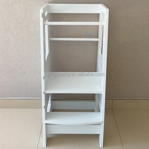 NEW Trending Wooden Kids Step-up Stool with Safety Rails Children Kitchen Helper Sustainable Toddler Learning Tower - Image 3