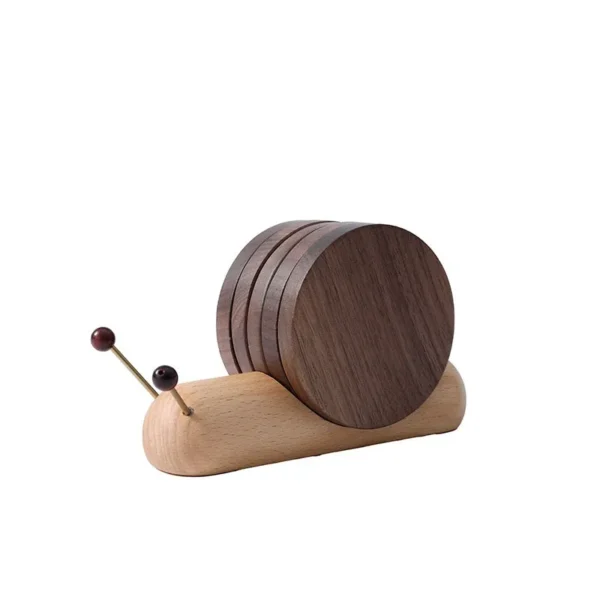 1 Set Wood Cup Mat Placemats for Table Snail Shaped Heat Insulation Pad Wooden Tea Coaster Tool Tea Tray Creative Gifts - Image 4