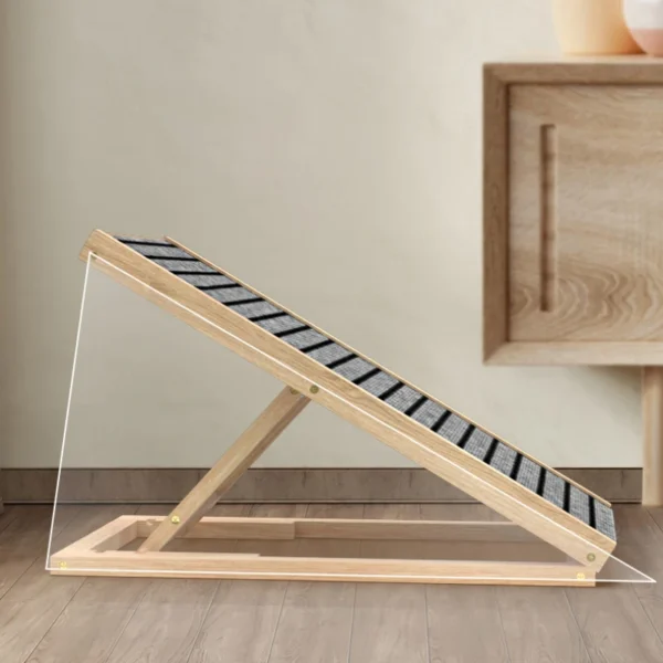 Solid Wood Pet Stairs  Adjustable Dog Ramp  Anti-Slip Pet Ladder Foldable Steps for Bed Access  Pet-Friendly Home - Image 2
