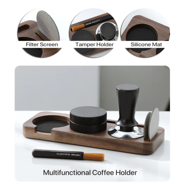 Coffee Tamper Mat Station Stand Portafilter Holder Support Base Rack Walnut Wood For 51MM 54MM 58MM Espresso Accessories Barista - Image 2