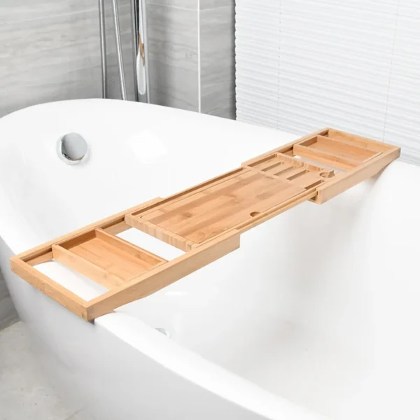 Bathtub Tray Bath Caddy Tray for Tub with Slots Holds Book,Phone ,Soap 23.62''-34.25'' Bath Tray Bathtub Stand Holder - Image 2