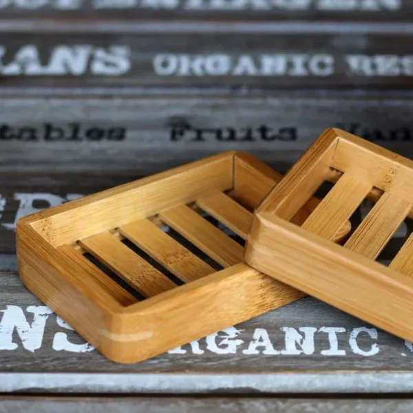 Portable Wooden Natural Bamboo Soap Dishes Tray Holder Storage Soap Rack Plate Container Bathroom Accessories  Storage Organizer - Image 2
