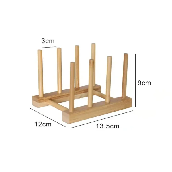 Kitchen Dish Drain Rack Wooden Display Stand Drainer Holder Drying Bowl Holder Simple Pot Lid Shelf Dinnerware Storage Organizer - Image 8