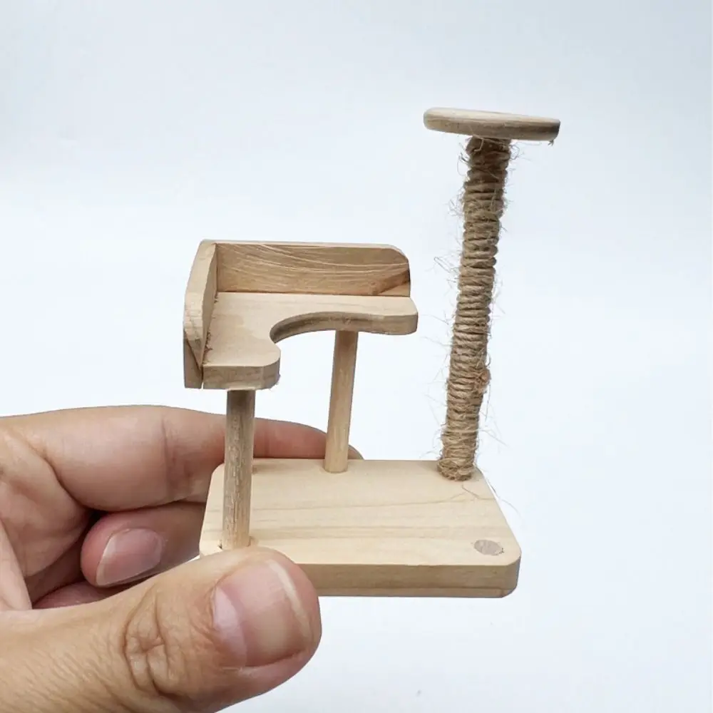 Wooden Miniature Cat Climbing Frame Cat Tree Cat Climbing Rack Dollhouse Cat Tree Model Reversible Mini - Image 3