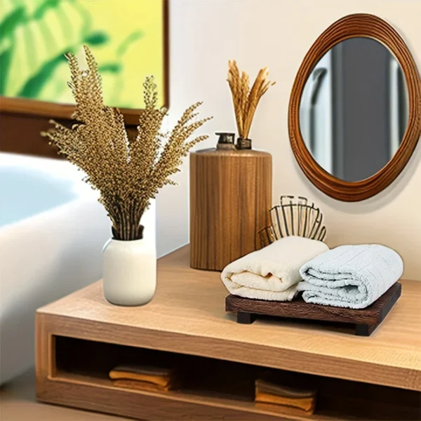 Retro Wooden Bathroom Tray Vanity Hands Soap Scented Candle Storage Holder Kitchen Seasoning Tray Home Decoration For Lr Bth etc - Image 3
