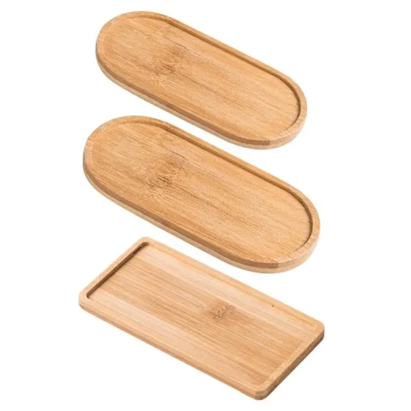 Bamboo Bathroom Tray Creative Wooden Vanity Tray Multi Use Soap Dispenser Tray Pepper Mill Tray Wood Saucer Mini Wooden Tray - Image 5