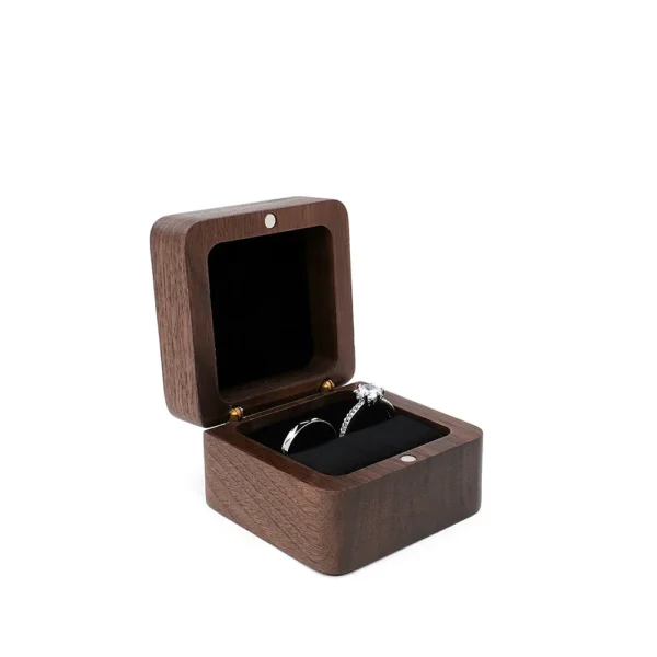 Diamond inlaid jewelry box, walnut solid wood wedding ring box, seeking marriage, diamond ring, Valentine's Day gift,  jewelry - Image 10