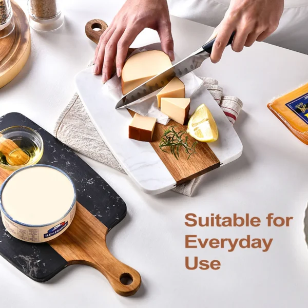 Leeseph Acacia Wood Marble Cutting Board, Charcuterie Board Party Plate Cheese Cutting Board for Kitchen, Restaurants, Party - Image 6