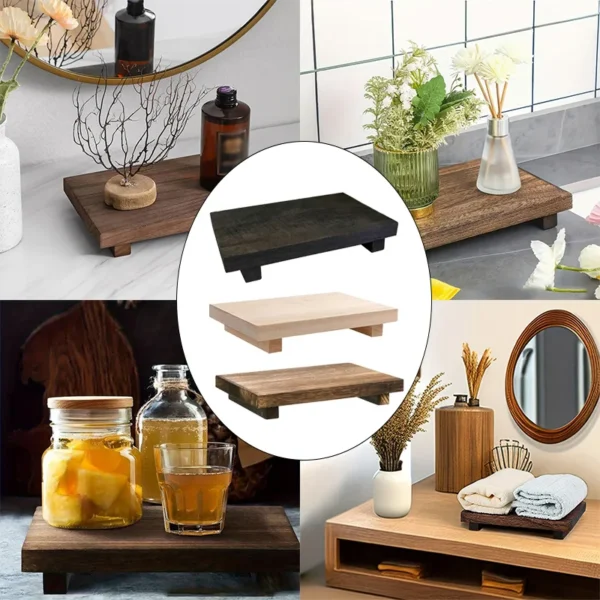 Retro Wooden Bathroom Tray Vanity Hands Soap Scented Candle Storage Holder Kitchen Seasoning Tray Home Decoration For Lr Bth etc - Image 2