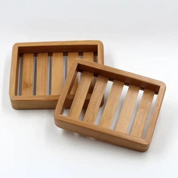 Portable Wooden Natural Bamboo Soap Dishes Tray Holder Storage Soap Rack Plate Container Bathroom Accessories  Storage Organizer - Image 4