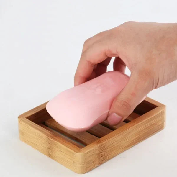 Portable Wooden Natural Bamboo Soap Dishes Tray Holder Storage Soap Rack Plate Container Bathroom Accessories  Storage Organizer - Image 3