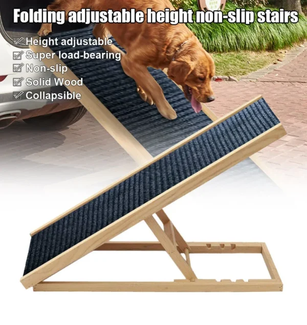 new pet products 2023 wooden adjustable pet climbe ladder Dog Ramp Stairs Small Dogs and Cats Beige Pet Dog Ladder - Image 4