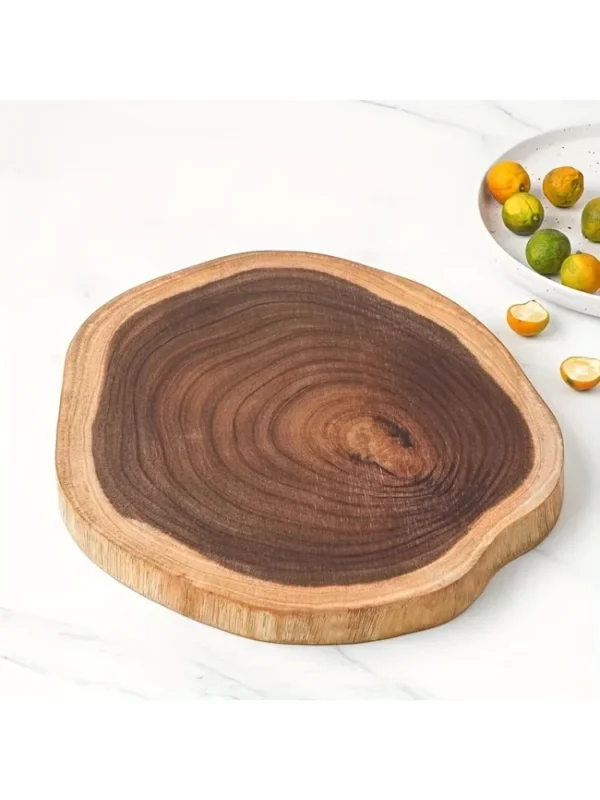 1 pc Round Wooden Cutting Board, Exquisite Acacia Cheese Board, Reversible Round Meat Cutting Board, Kitchen Accessories - Image 7