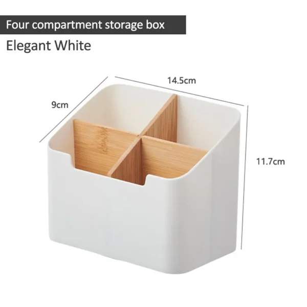 2/4 Grids Multi Functional Desktop Bamboo And Wood Compartment Storage Box With Detachable Bamboo And Wood Partitions - Image 8