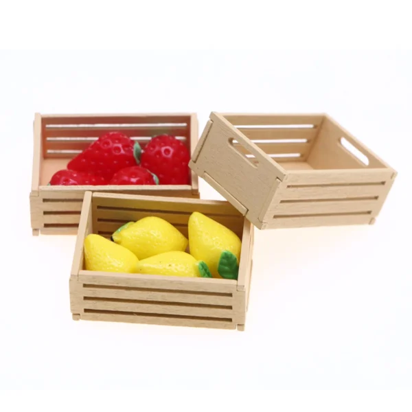 2Pc/Box Doll House Mini Wooden Fruit Frame ModelMiniature Food and Play Scene Small Cloth Storage and Storage Basket Decor - Image 3