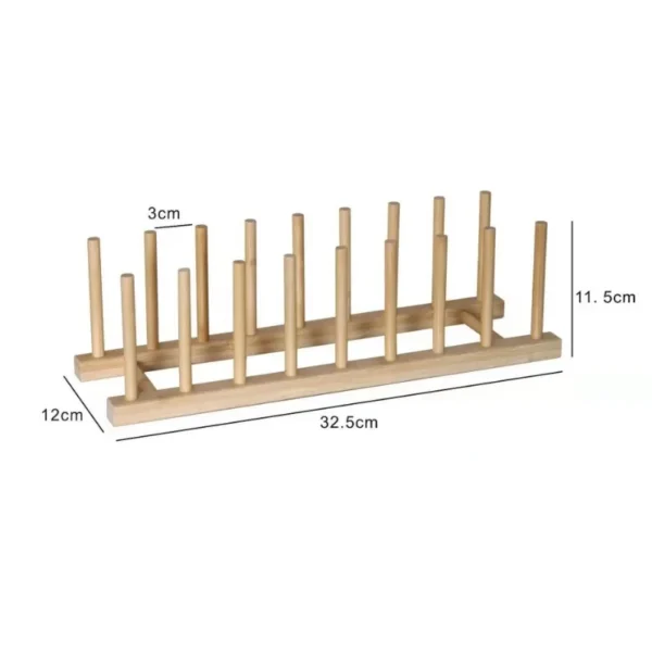 Kitchen Dish Drain Rack Wooden Display Stand Drainer Holder Drying Bowl Holder Simple Pot Lid Shelf Dinnerware Storage Organizer - Image 9