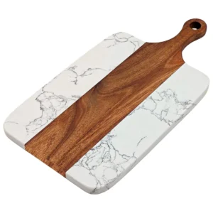 Leeseph Acacia Wood Marble Cutting Board, Charcuterie Board Party Plate Cheese Cutting Board for Kitchen, Restaurants, Party