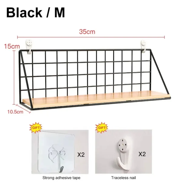 Wall Mounted Shelves Without Drilling Wood Hanging Shelf For Living Room Bedroom Storage Basket Wall Decoration Rack Organizers - Image 15