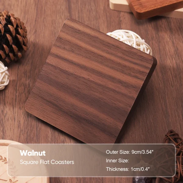 1PCS Solid Walnut Wood Coaster Round Square Beech Wood Cup Mat Durable Heat Resistant Tea Coffee Cup Pad Placemats 8.8cm/3.46in - Image 12