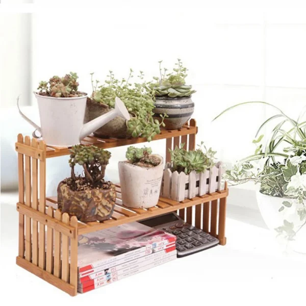 Indoor Plants Holder Wood Shelf Pot Organizer Bookshelf Balcony Bay Window Small Plant Flower Rack Storage Flower Pot Shelves - Image 4