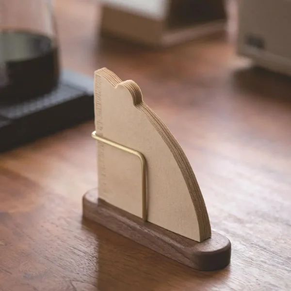 Walnut Filter Paper Rack Holder Coffee Accessories Stand Capacity Of 60 Pcs Paper Storage For Fan Shape V Shape - Image 3