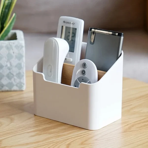 2/4 Grids Multi Functional Desktop Bamboo And Wood Compartment Storage Box With Detachable Bamboo And Wood Partitions - Image 4