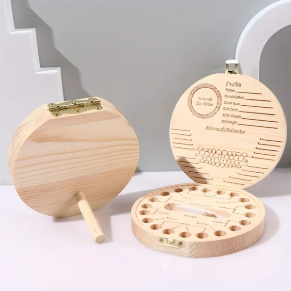 Wooden Baby Kids Tooth Storage Box Tooth Wood Box Organizer Milk Teeth Wood Storage Collecting Teeth Umbilical Cord Box - Image 2