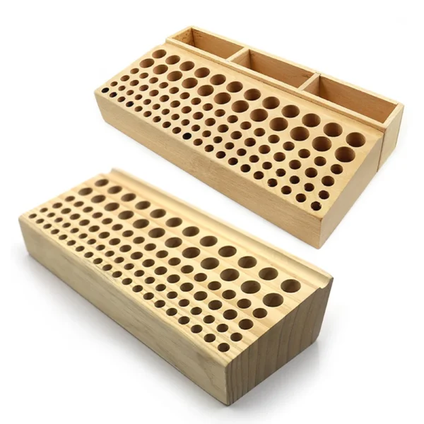 QJH Handwork Tools Holder Box 46/98 Holes Organizer Wooden Rack for Leather Craft Punches Stand Carving tools Drill Bits Storage - Image 5