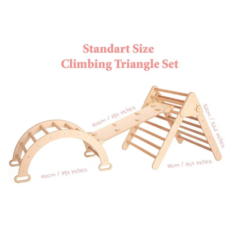 Indoor wooden pickpocket triangle children climbing triangle with ramp slide walker climbing frame with ramp set - Image 5