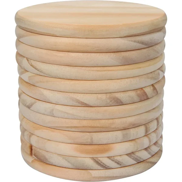 12pcs Round Wood Circles Unfinished Slices Discs DIY Original Solid Wood Crafts Coasters Painting Engraving Carving Home Decor - Image 7