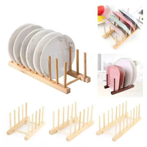 Multifunction Wooden Stand Rack Kitchen Dish Lid Drain Holder Organizer  Kitchen Sundries Rack Cups Shelf Table Book Display - Image 3