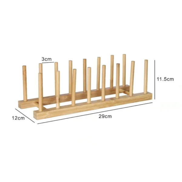 Kitchen Dish Drain Rack Wooden Display Stand Drainer Holder Drying Bowl Holder Simple Pot Lid Shelf Dinnerware Storage Organizer - Image 6