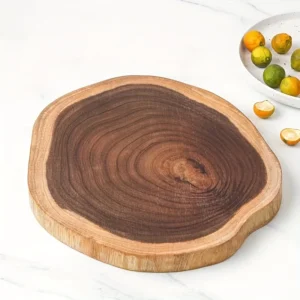 1 pc Round Wooden Cutting Board, Exquisite Acacia Cheese Board, Reversible Round Meat Cutting Board, Kitchen Accessories