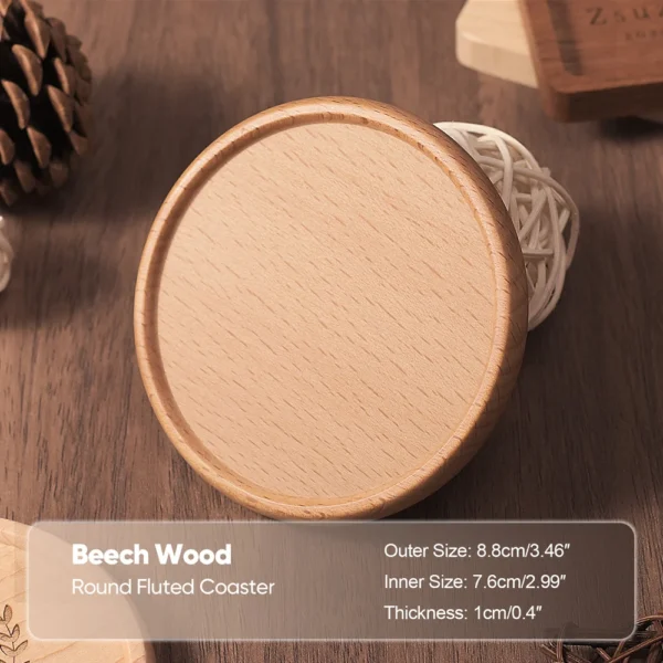 1PCS Solid Walnut Wood Coaster Round Square Beech Wood Cup Mat Durable Heat Resistant Tea Coffee Cup Pad Placemats 8.8cm/3.46in - Image 13