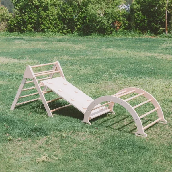 High Quality 3 In 1 Children Sports Toy Educational Kids Exercise Wooden Climbing Frame - Image 3