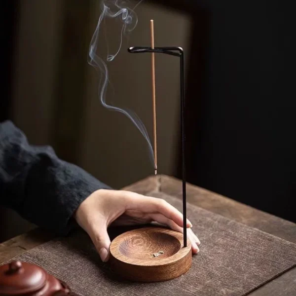 Creative Upside Down Incense Burner Incense Stick Holder Wooden Round Incense Tray Ornament Bedroom Home Yoga Decoration Crafts - Image 4