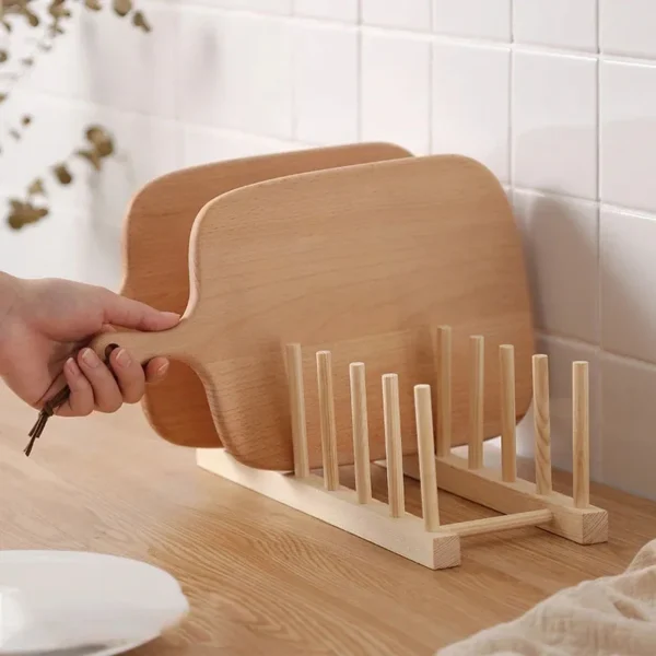 Multifunction Wooden Stand Rack Kitchen Dish Lid Drain Holder Organizer  Kitchen Sundries Rack Cups Shelf Table Book Display - Image 4