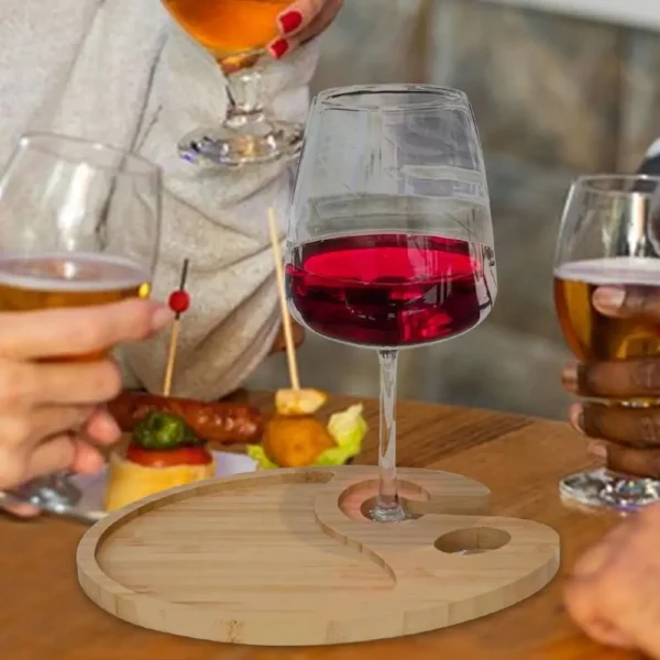 Wine Appetizer Plates Small Cheese Board Cocktail Plates with Glass Holder 8.5X5.25Inch Pine Wood Buffet Plates Small Cheese - Image 9