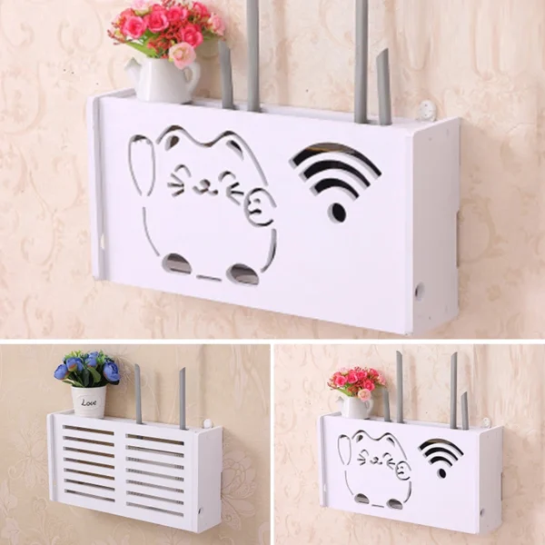 38x20x8.5cm Bins Wall-mounted Router Box No Drill Cable Router Storager Shelf Wall Hanging Bracket Cable Organizer Wifi Box - Image 4