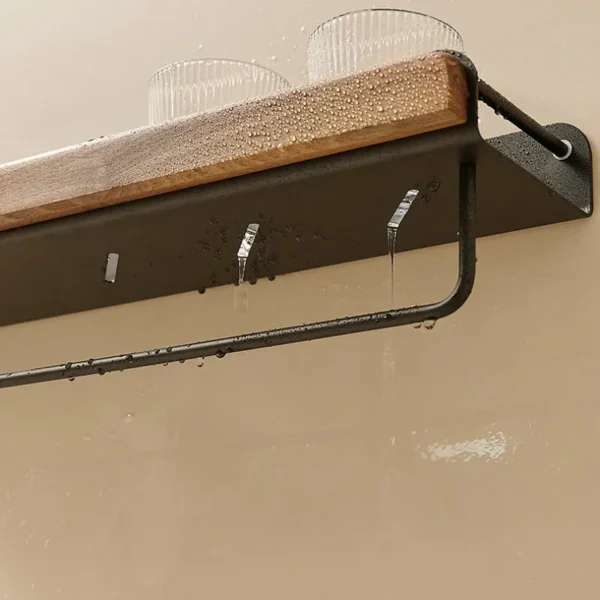 Black Walnut Multifunctional Bathroom Shelf Creative Wall Hanging Towel and Skin Care Product Rack for Stylish Storage Hot Sale - Image 5