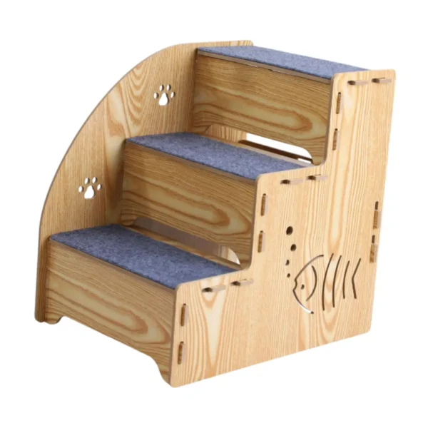 Wood Dog Stair Ladder Dog Climbing Ladder 3 Steps Non Slip Portable Pet Ramp Cat Stairs for Small Dogs Cats Indoor High Bed - Image 2