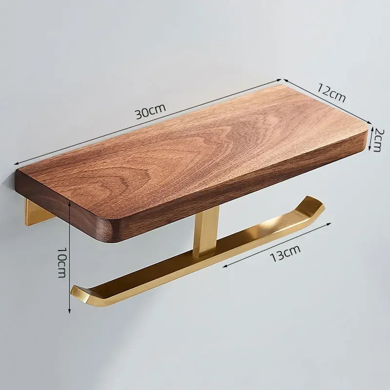 Self Adhesive Toilet Paper Holder Wooden Wall Mount Tissue Towel Roll Dispenser Luxury Paper Storage Holder Bathroom Wall Tray - Image 14