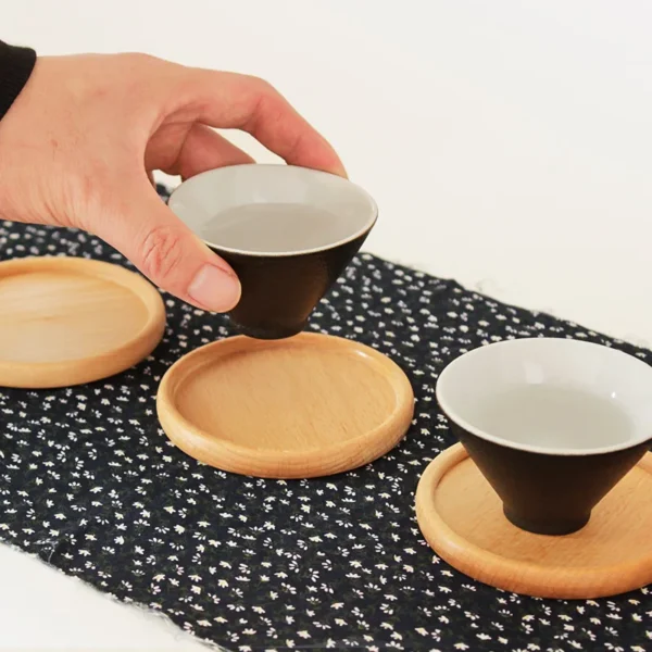 1PCS Solid Walnut Wood Coaster Round Square Beech Wood Cup Mat Durable Heat Resistant Tea Coffee Cup Pad Placemats 8.8cm/3.46in - Image 4